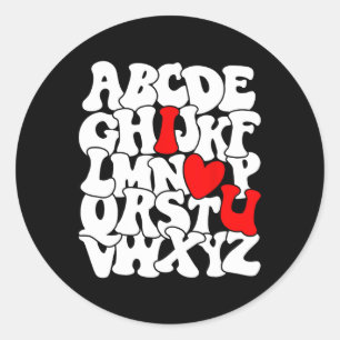 Alphabet Abc I Love You Valentines Day Heart Teach Classic Round Sticker