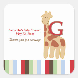 Alphabet ABC Soup (Giraffe) SQUARE Favour Sticker