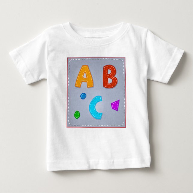Alphabet ABC Vector Stitches Red Blue Purple Orang Baby T-Shirt (Front)