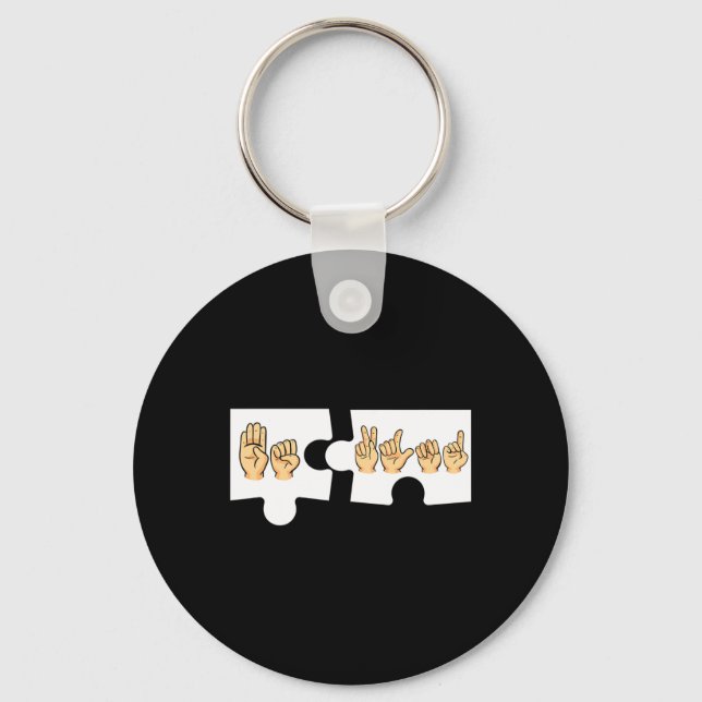 Alphabet American Sing Language Asl Teacher Be Kin Key Ring (Front)