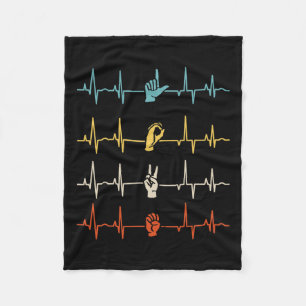 Alphabet American Sing Language Asl Teacher Heartb Fleece Blanket