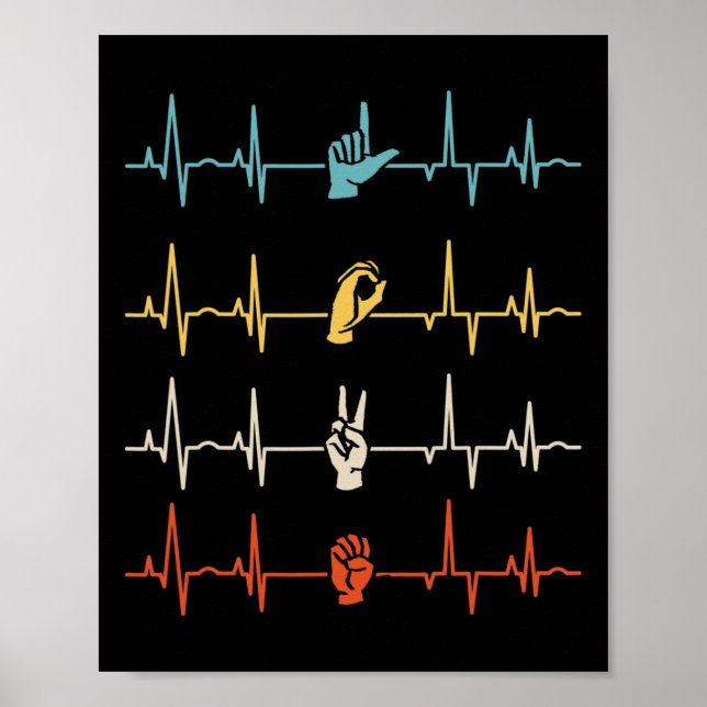 Alphabet American Sing Language Asl Teacher Heartb Poster (Front)