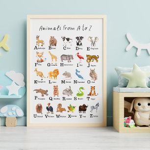 Alphabet Animal A - Z Children Educational Nursery Poster