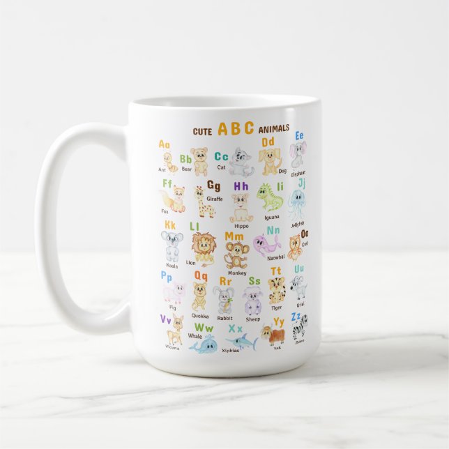 Alphabet Animal ABC Cute animals  Coffee Mug (Left)