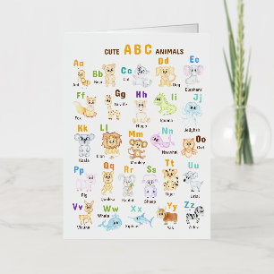 Alphabet Animal ABC Cute animals Foil Greeting Card