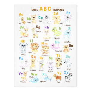 Alphabet Animal ABC Cute animals  Photo Print