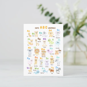 Alphabet Animal ABC Cute animals Postcard