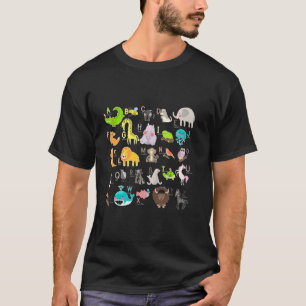 Alphabet Animal Abc Learning A-Z List For Boys And T-Shirt