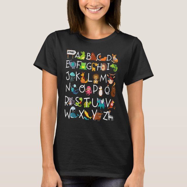 Alphabet Animal ABCs Learning ABCs Rhyming Kinderg T-Shirt (Front)