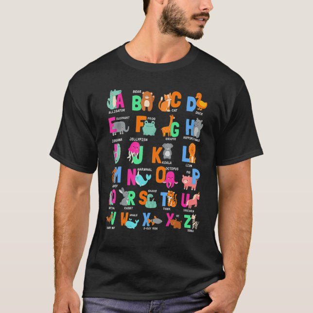 Alphabet Animal ABCs Learning for boys, girls, adu T-Shirt (Front)