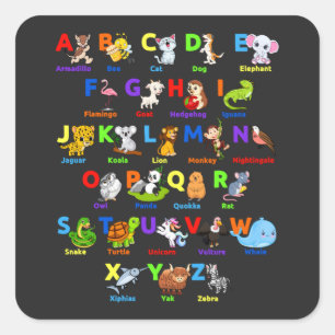 Alphabet Animal ABCs Learning Square Sticker