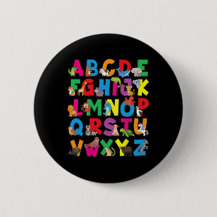 Alphabet Animals Abcs Zoo Kids Boys Girls Teacher 6 Cm Round Badge