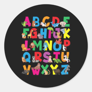 Alphabet Animals Abcs Zoo Kids Boys Girls Teacher Classic Round Sticker