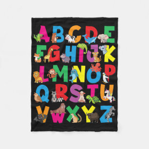 Alphabet Animals Abcs Zoo Kids Boys Girls Teacher  Fleece Blanket