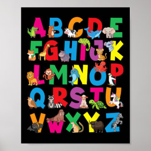 Alphabet Animals Abcs Zoo Kids Boys Girls Teacher  Poster
