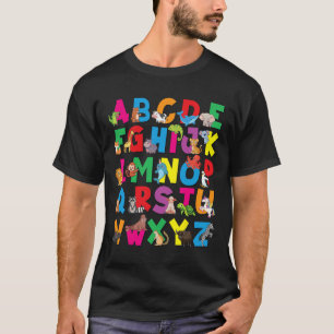 Alphabet Animals Abcs Zoo Kids Boys Girls Teacher T-Shirt