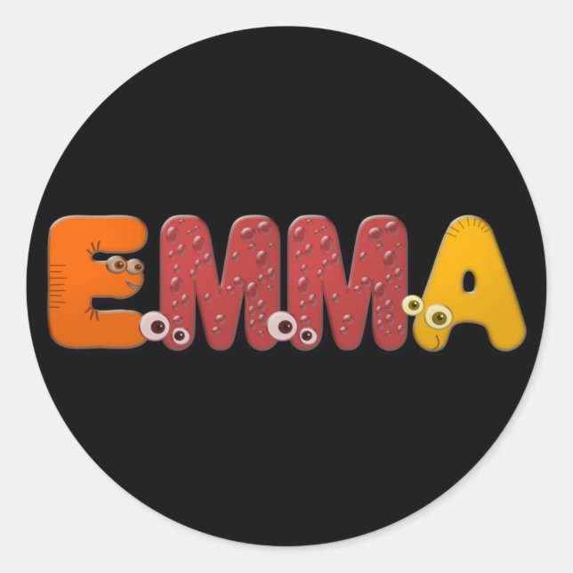 alphabet animals Emma Classic Round Sticker (Front)