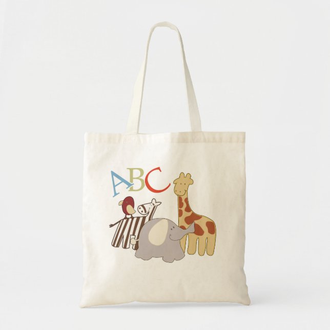 Alphabet Animals Tote Bag with ABC Letters (Front)