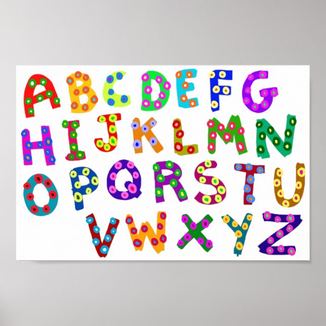 Alphabet Art Colourful Typography Modern Kids Deco Poster (Front)