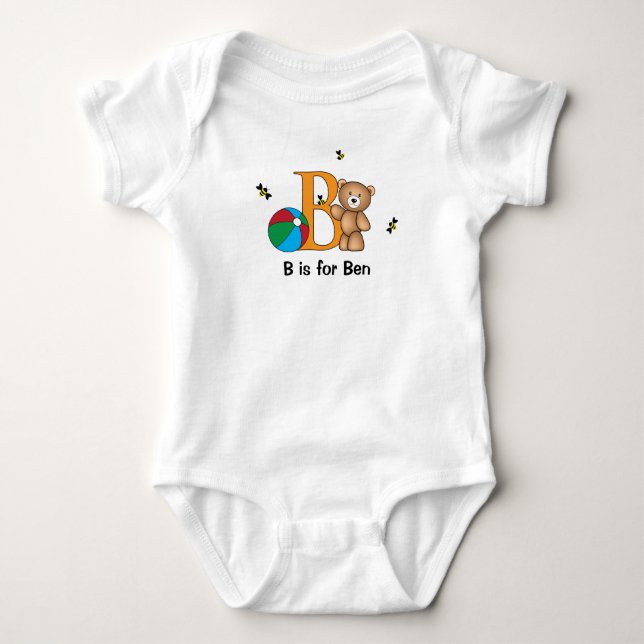 Alphabet B tee for boys - customise with your name (Front)
