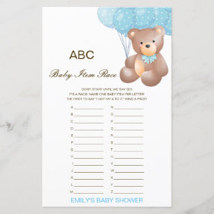 Alphabet Baby Item Baby Shower Game PRINTED