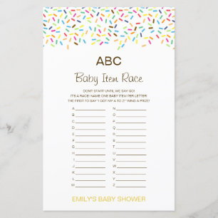 Alphabet Baby Item Baby Shower Game PRINTED