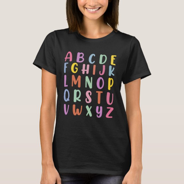 Alphabet Back To School Pre K Kindergarten Teacher T-Shirt (Front)