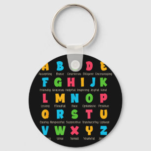 Alphabet back to school teacher motivational key ring