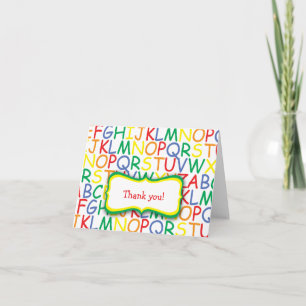 Alphabet Birthday Thank You Note / kids stationery Card