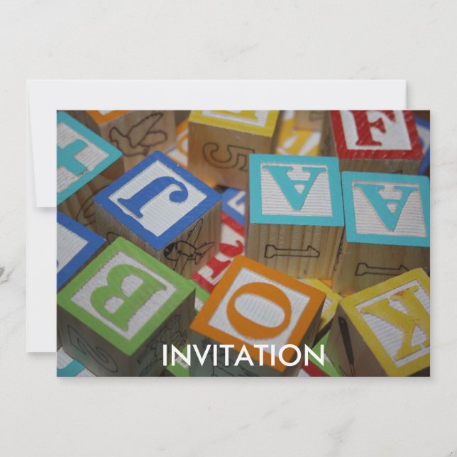 Alphabet Blocks  Invitation (Front)