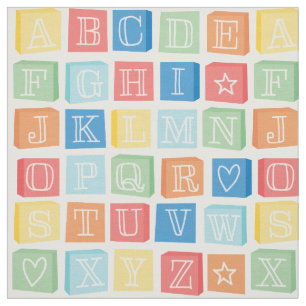 Alphabet Blocks Modern Children's Colourful Fabric