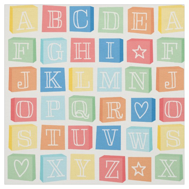 Alphabet Blocks Modern Children's Colourful Fabric (Swatch)