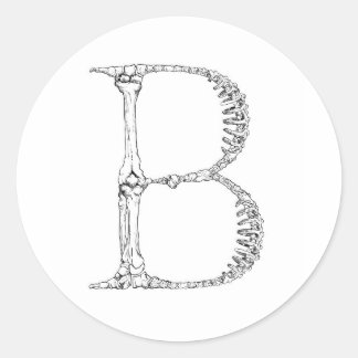 Alphabet Bone Letter B Classic Round Sticker