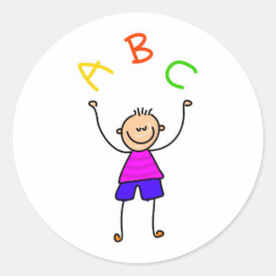 Alphabet Boy Classic Round Sticker