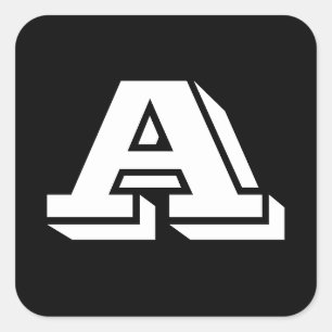 Alphabet by Janz Capital Letter A Black Square Sticker