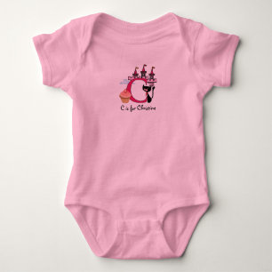 Alphabet C for girls T-Shirt - add your name Baby Bodysuit