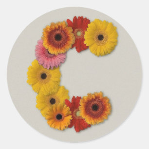 Alphabet C in Flowers Classic Round Sticker