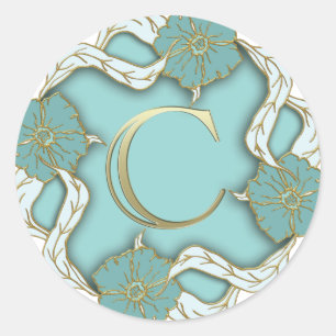 alphabet c  monogram classic round sticker