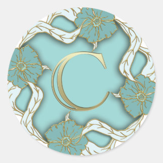 alphabet c monogram classic round sticker