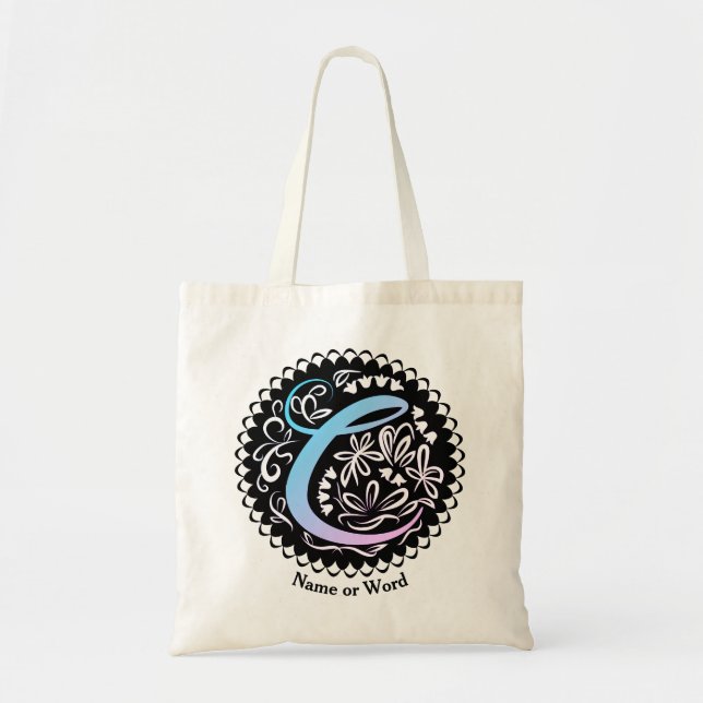 Alphabet C Monogram Handwritting Tote Bag (Front)