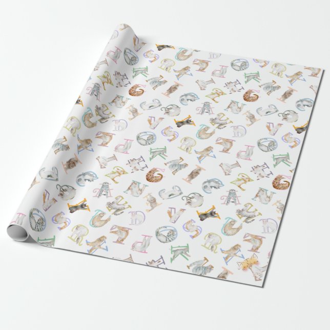 Alphabet cats (alfacat/alfacato) wrapping paper (Unrolled)