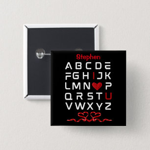 Alphabet Chart "I Love U" 15 Cm Square Badge
