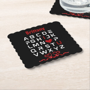 Alphabet Chart "I Love U" Paper Coaster