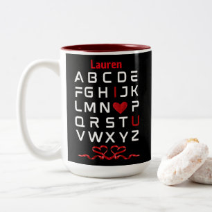 Alphabet Chart "I Love U" Valentine day Gift Two-Tone Coffee Mug