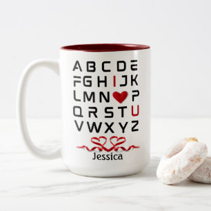 Alphabet Chart I love You Valentines Gift Two-Tone Coffee Mug