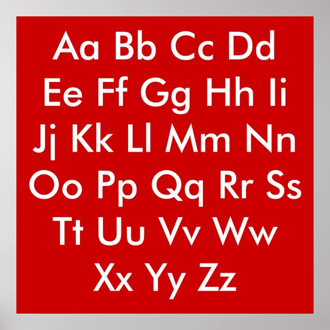 Alphabet chart Red and White (Front)