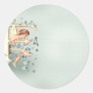 Alphabet Cherub Classic Round Sticker