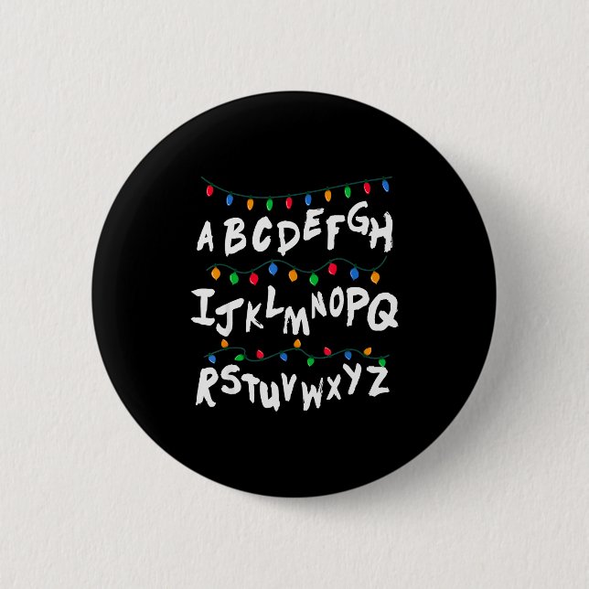 Alphabet Christmas Lights T Shirt Stranger Tee Gif 6 Cm Round Badge (Front)