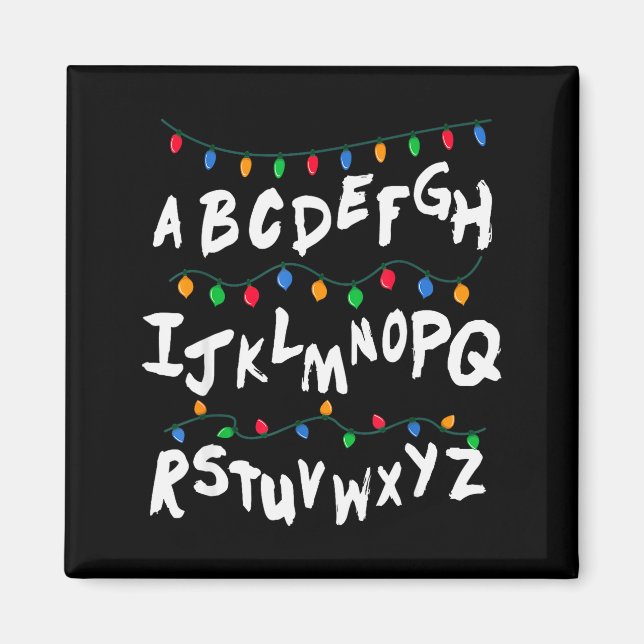 Alphabet Christmas Lights T Shirt Stranger Tee Gif Magnet (Front)