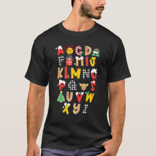 Alphabet Christmas Lights Teacher And Students Xma T-Shirt